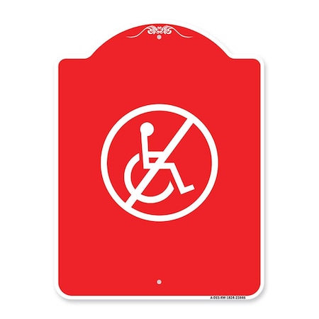 Amistad 18 x 24 in. Designer Series Sign - No Handicap Symbol, Red & White AM2070542